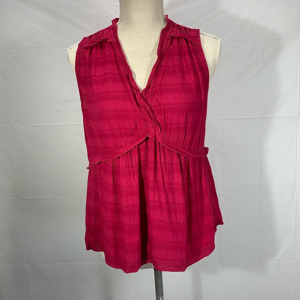 Lucky Brand Romantic Ruffle Cherry Jubilee Sleeveless Blouse Top Size M